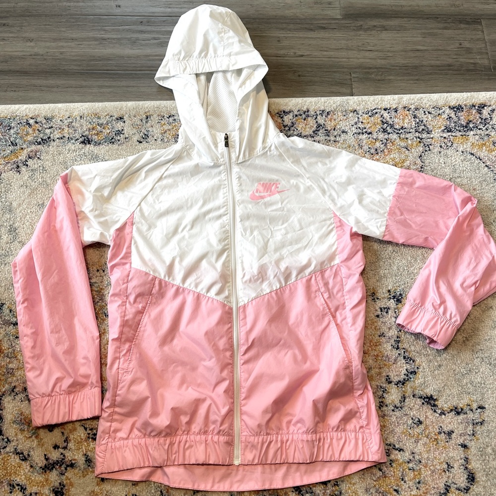 Pink and white windbreaker